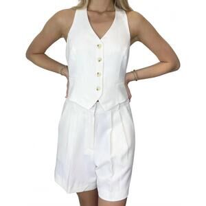 NEW THE WORKSHOP business as usual halter short set in cream